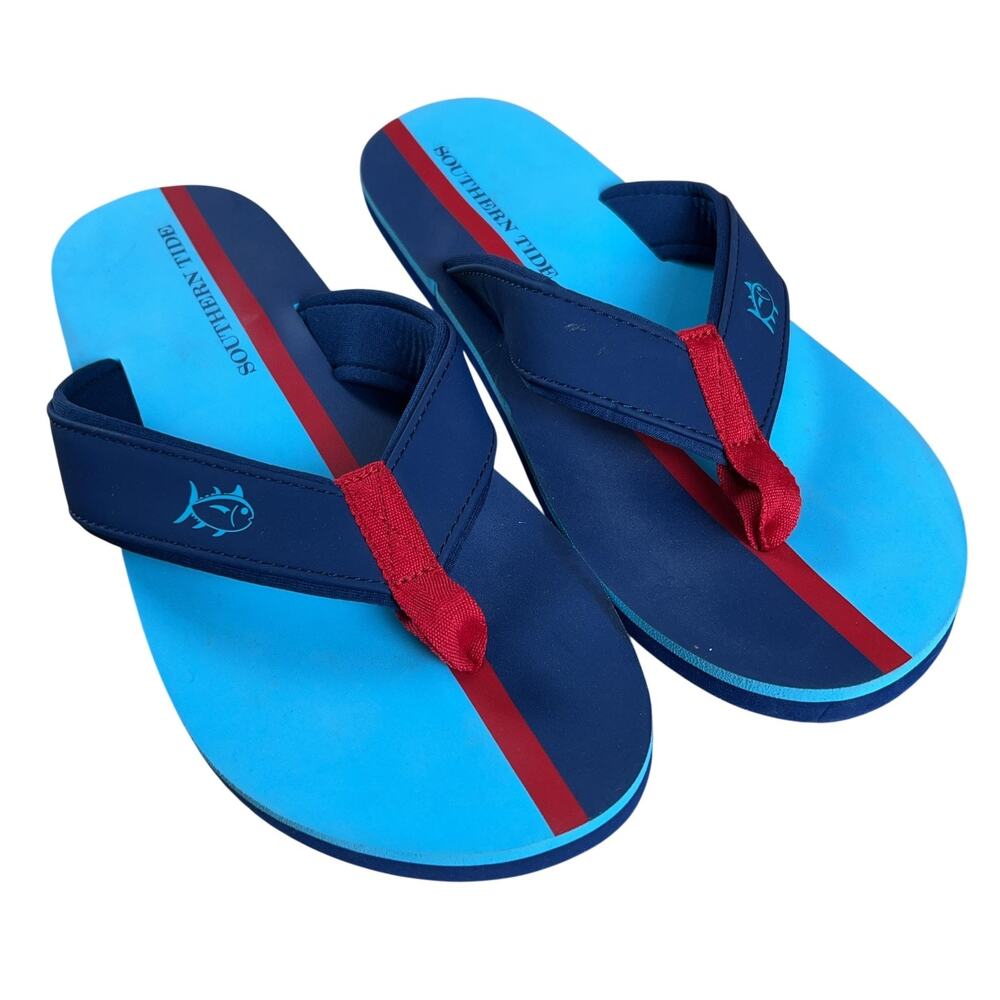 Southern Tide Sandals Mens Size 10.5 Blue Flip Flop Logo Casual Beach Summer